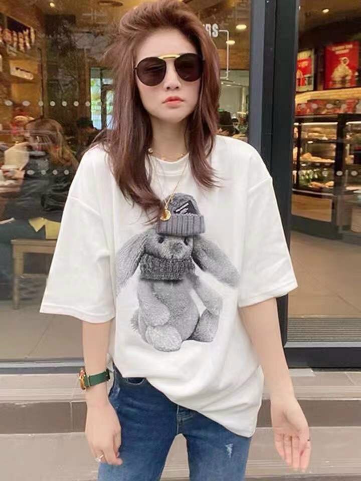 Áo phông thụng nữ- áo thun nữ form rộng tay lỡ free size in hình gấu siêu cute dễ thương phong cách hàn quốc