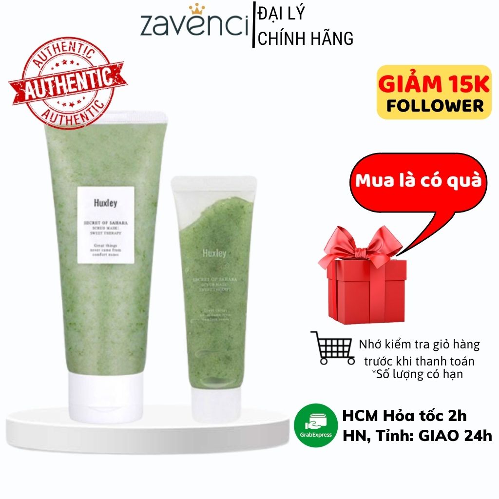 Tẩy Tế Bào Chết HUXLEY ZAVENCI Mặt Nạ Tẩy Da Chết Tinh Chất Xương Rồng Không Gây Khô Da (mini size-30g)