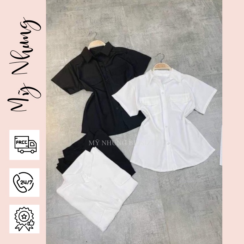 Áo sơmi nữ bigsize trắng và đen