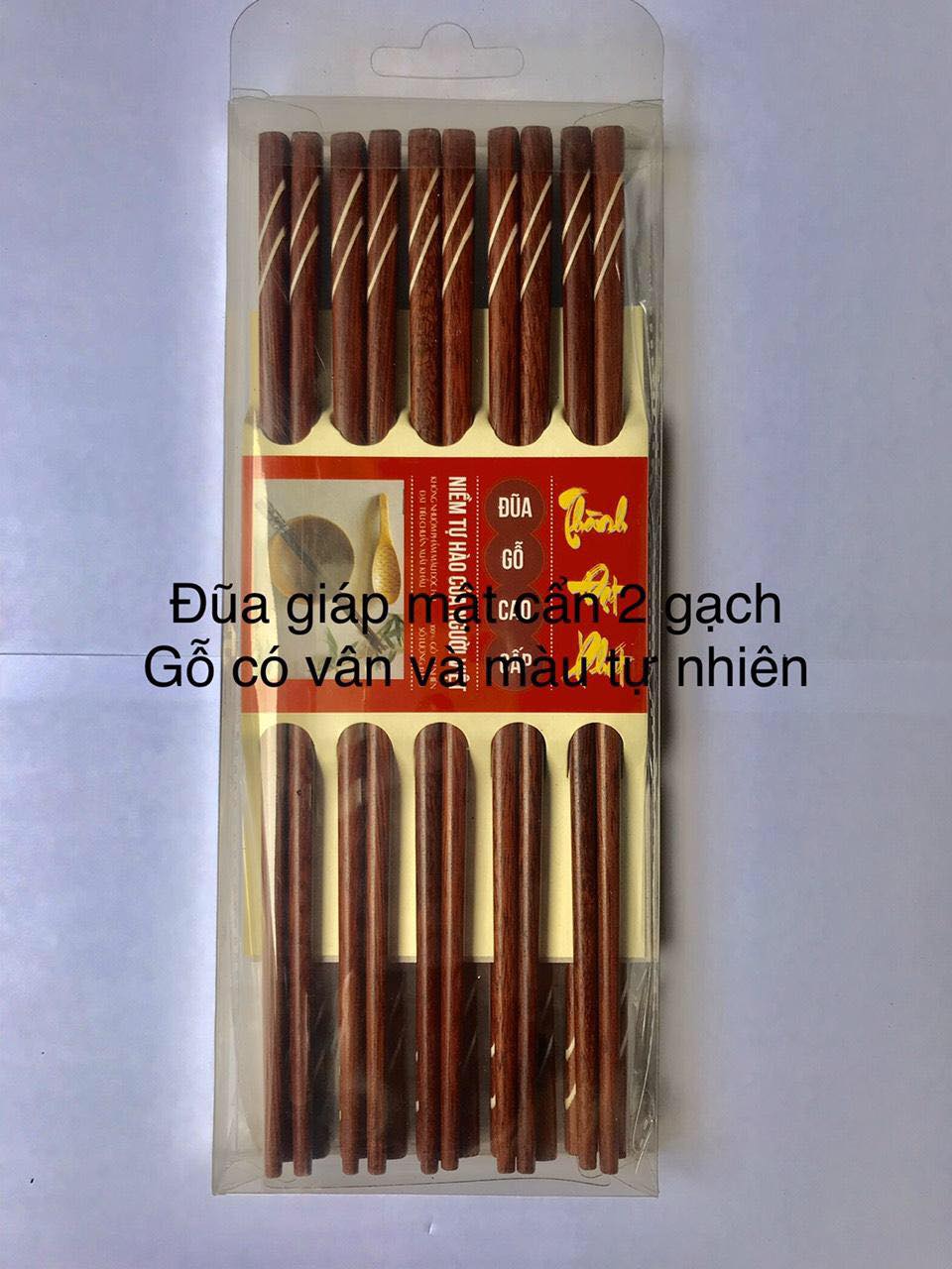 Bộ 10 đôi đũa gỗ Cẩm Hồng khảm dây đàn