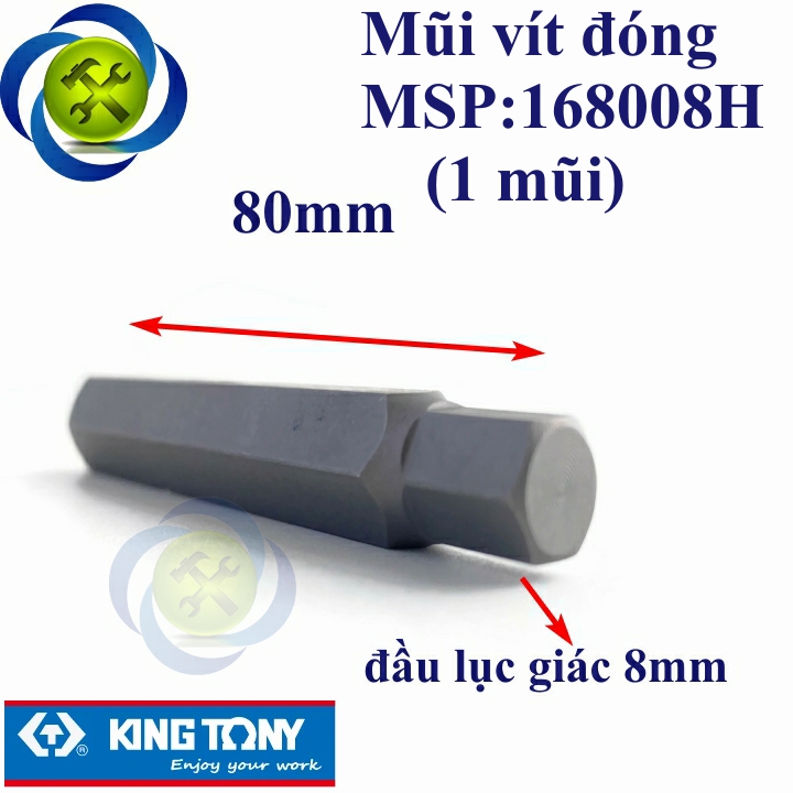 Mũi vít đóng lục giác 8mm kingtony 168008h