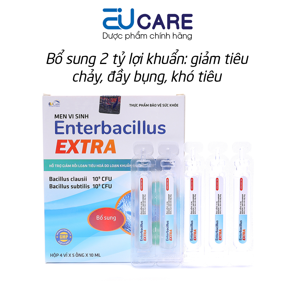 Men vi sinh dạng ống Enterbacillus Extra bổ sung 2 tỷ lợi khuẩn, giảm rối loạn tiêu hóa, tiêu chảy, đầy bụng, khó tiêu - 20 ống