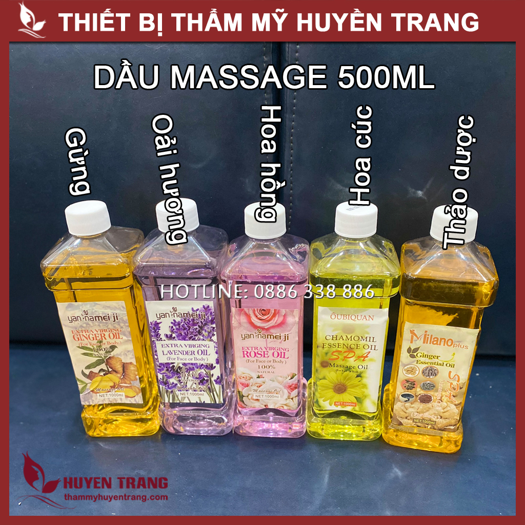 Dầu Massage Body Gừng, Hoa Hồng, Hoa Cúc, Hoa Lavender... Thơm Dịu Nhẹ, Masage Trơn Tay - Thẩm Mỹ Huyền Trang NANOCEE