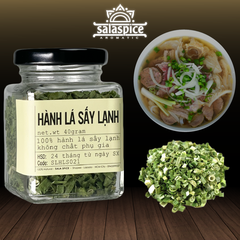 Hành Lá Sấy Lạnh SALA SPICE Green Onion 100% hành lá sấy lạnh ,giữ nguyên hương vị tiện lợi nấu ăn,kết hợp nhiều món