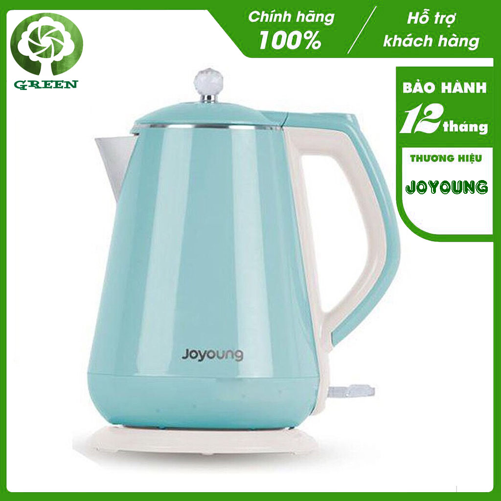 Ấm siêu tốc 2 lớp 1.5l chất liệu inox 304, công suất 1800w joyoung k15-f628