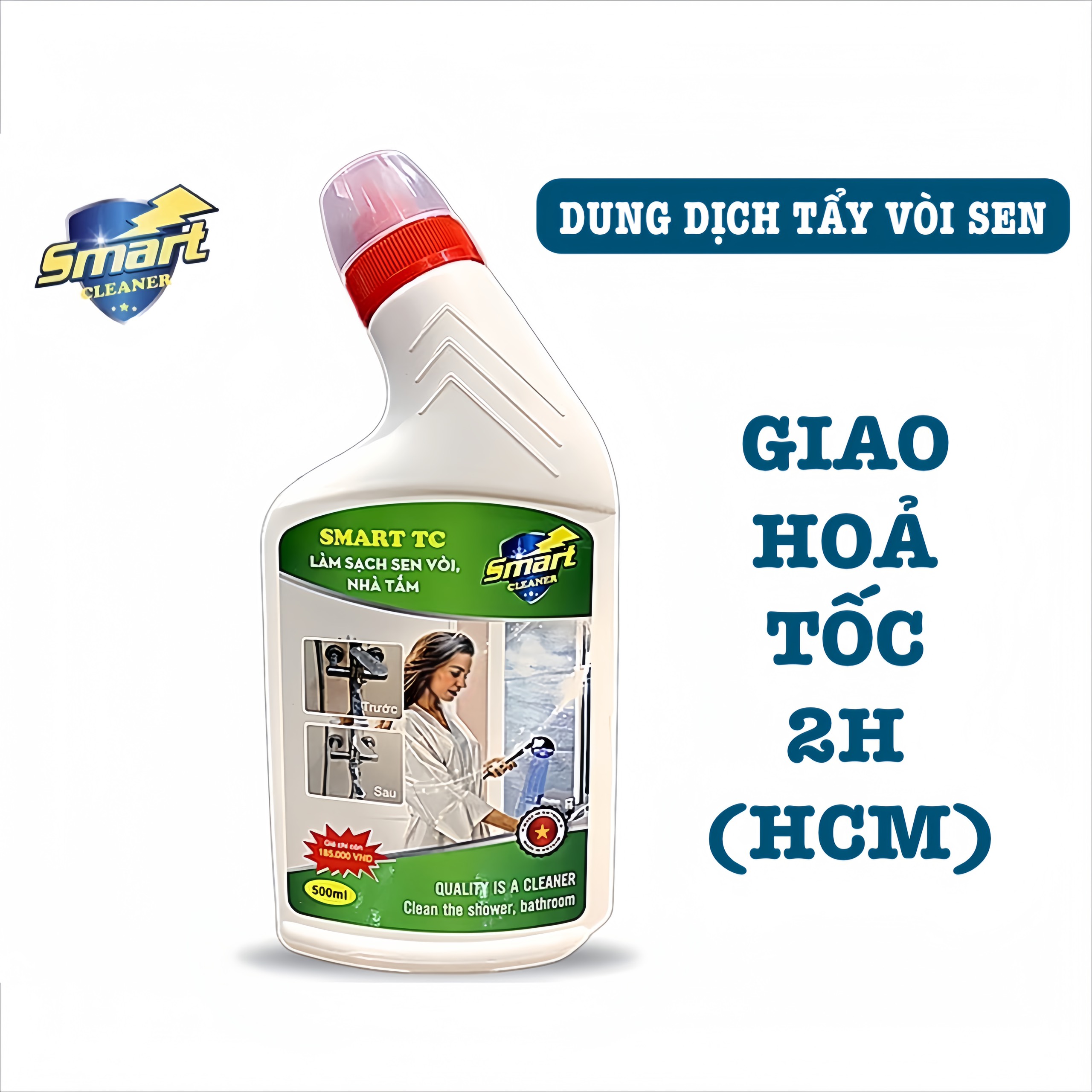 Nước Tẩy Rửa Sen, Vòi Inox Nhà Tắm SMART TC - Làm Sạch Cặn Canxi, Vết Bẩn Lâu Ngày