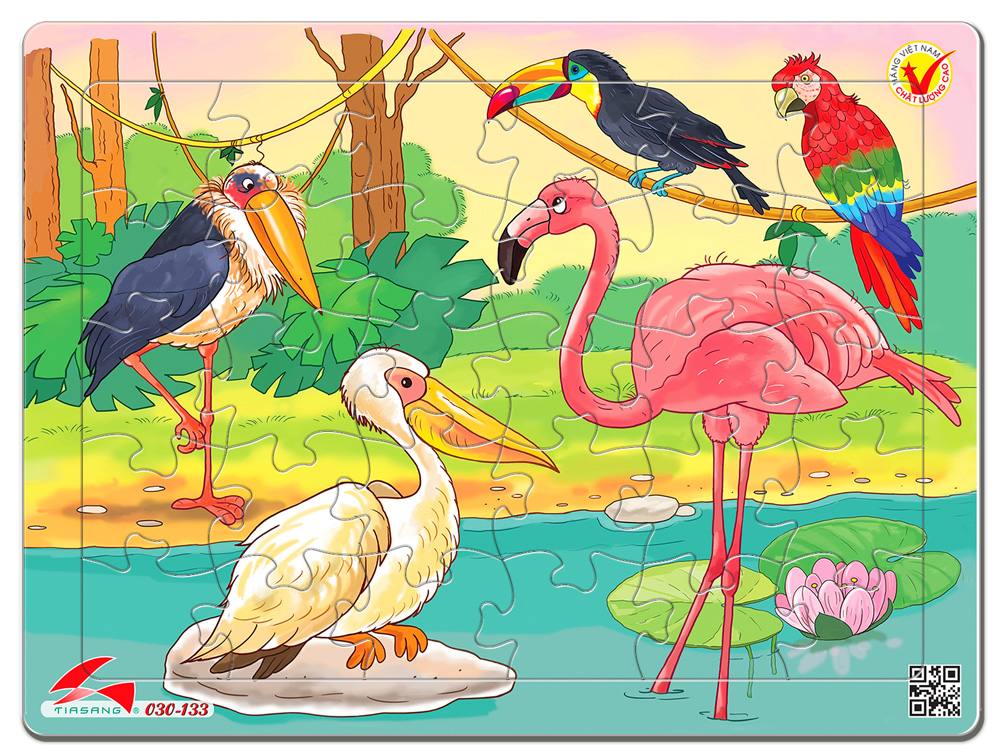 Tranh xếp hình Tia Sáng 30 mảnh - Cái cò, cái vạc, cái nông - MSP: 030-133