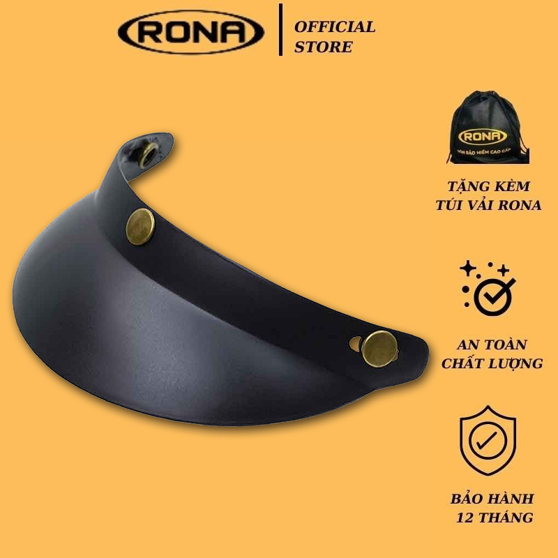 Lưỡi trai nút bấm rona gắn mũ bảo hiểm xe máy 1/2 3/4 - rona helmet