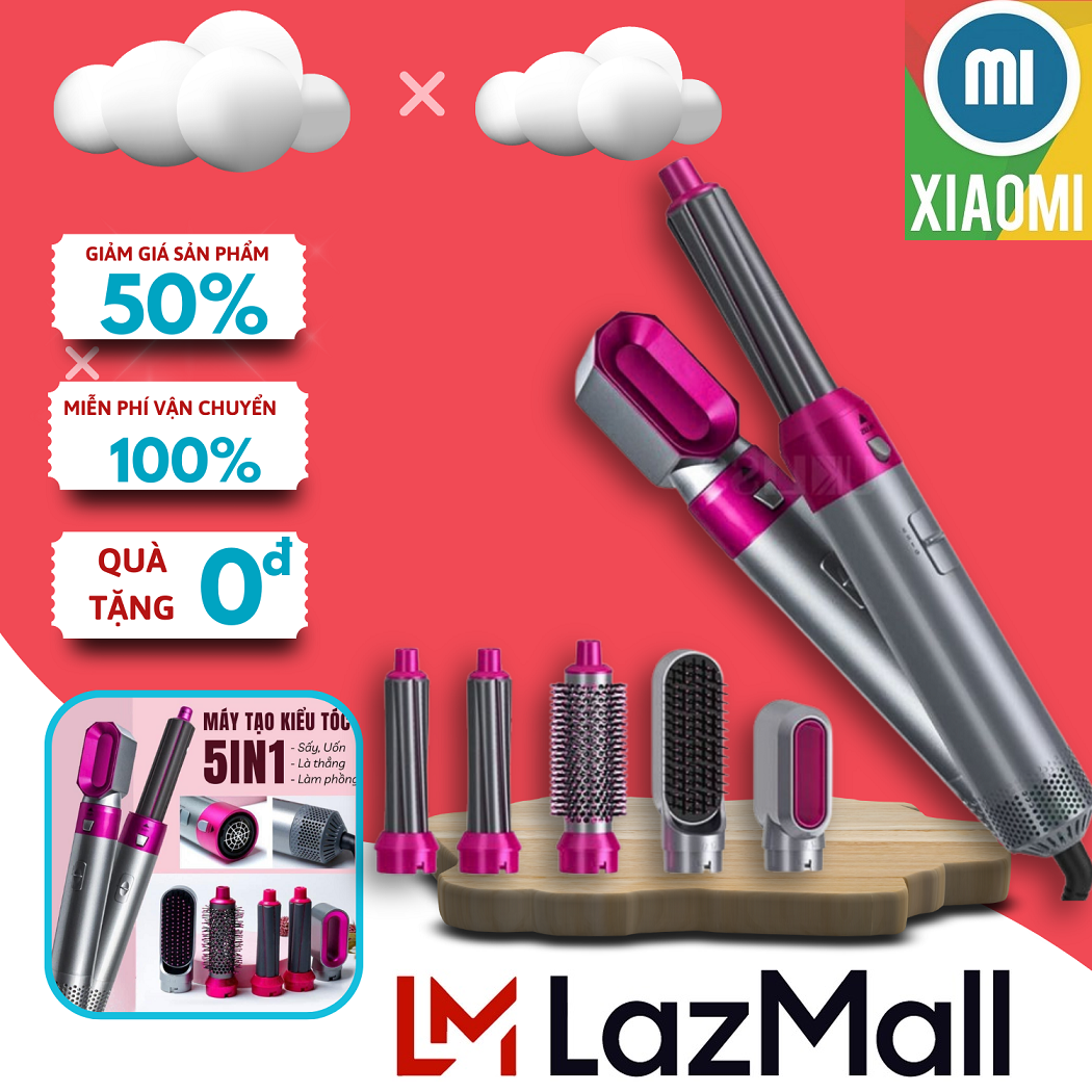 Xiaomi LazMall Beautiful Hair Máy Sấy Tóc Đa Năng Xiaomi 5 In 1 Kiêm Máy Làm Tóc, Uốn, Duỗi, Làm Xoăn Tự Động Không Hư Hại Tóc New, Máy Sấy Tóc 5 in1 Đa Năng Xoăn Làm Thẳng Tóc Tạo Kiểu Sấy Tóc Phồng Gồm 5 Đầu Tháo Chỉnh Đáp Ứng Nhu Cầu Làm Đẹp Chị Em