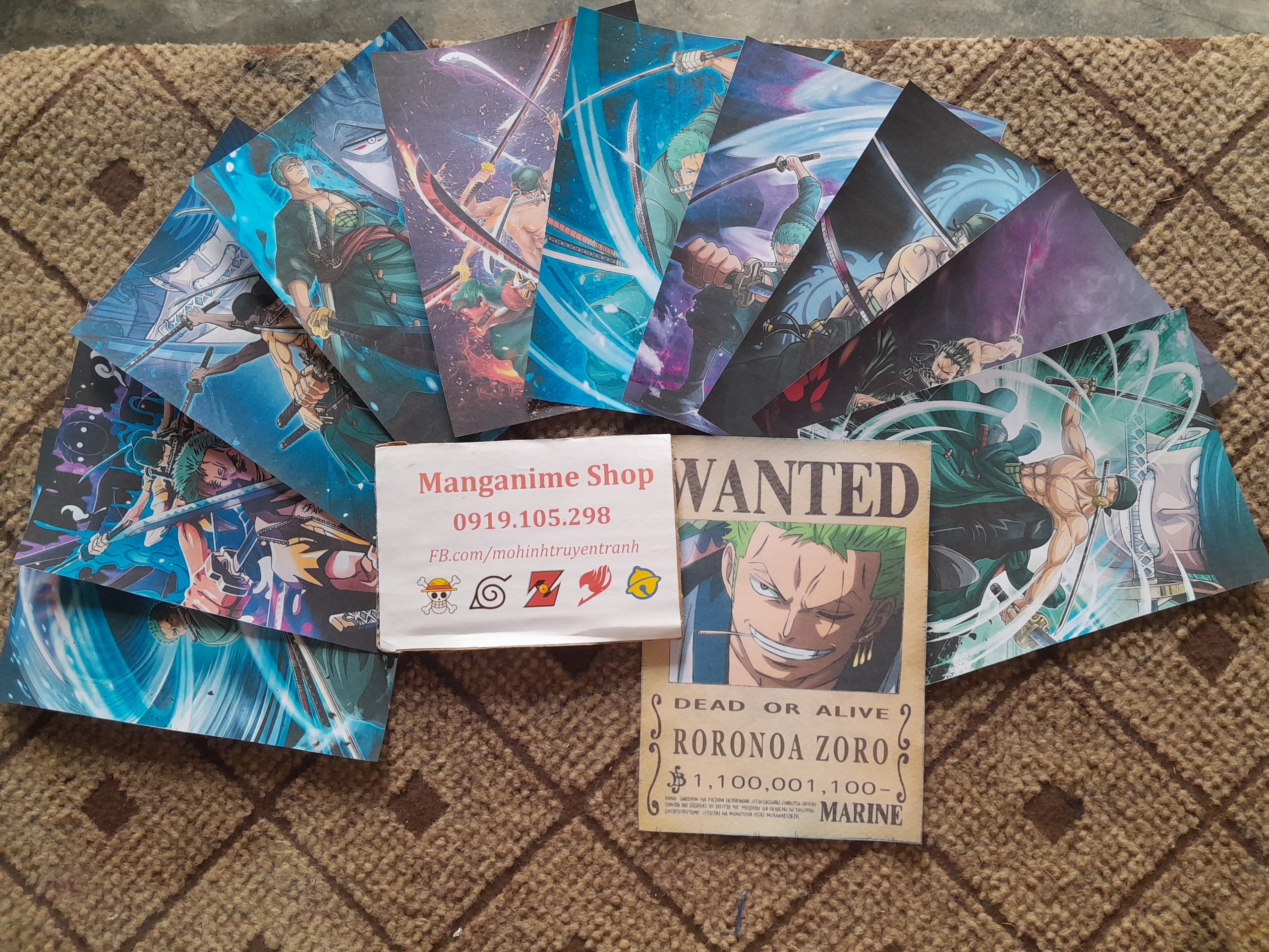 Bộ 10 tấm tranh poster áp phích Zoro Onepiece loại mỏng - onepiece poster tặng 1 tấm truy nã