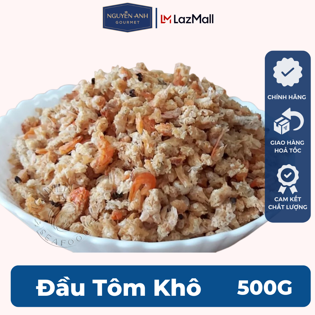 Đầu tôm khô làm sạch ngọt, không sạn Hải Sản Nguyên Anh nấu canh, nấu nước dùng, làm muối tôm,...500Gr