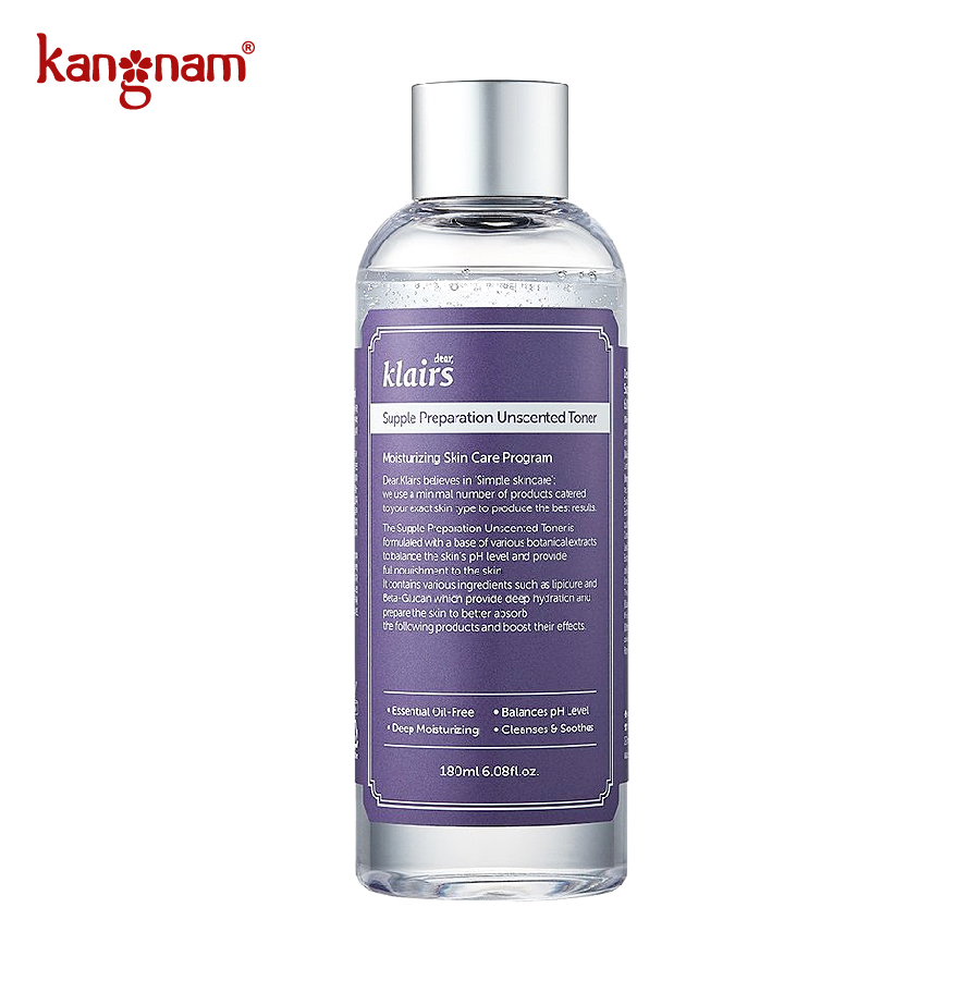 Nước hoa hồng không mùi Klairs Supple Preparation Unscented Toner 180ml