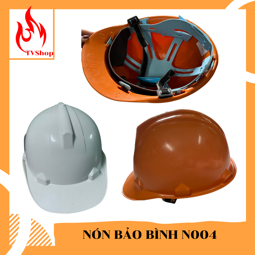 Mũ bảo hộ lao động Bảo Bình N004 khoá bấm ôm sát đầu giá rẻ, Nón bảo hộ công nhân công trường