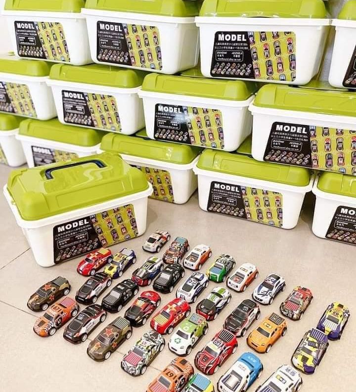 Thùng 30 xe đồ chơi siêu xịn dành cho bé, ô tô đồ chơi mini chạy đà cót kéo lùi cực mạnh cho bé