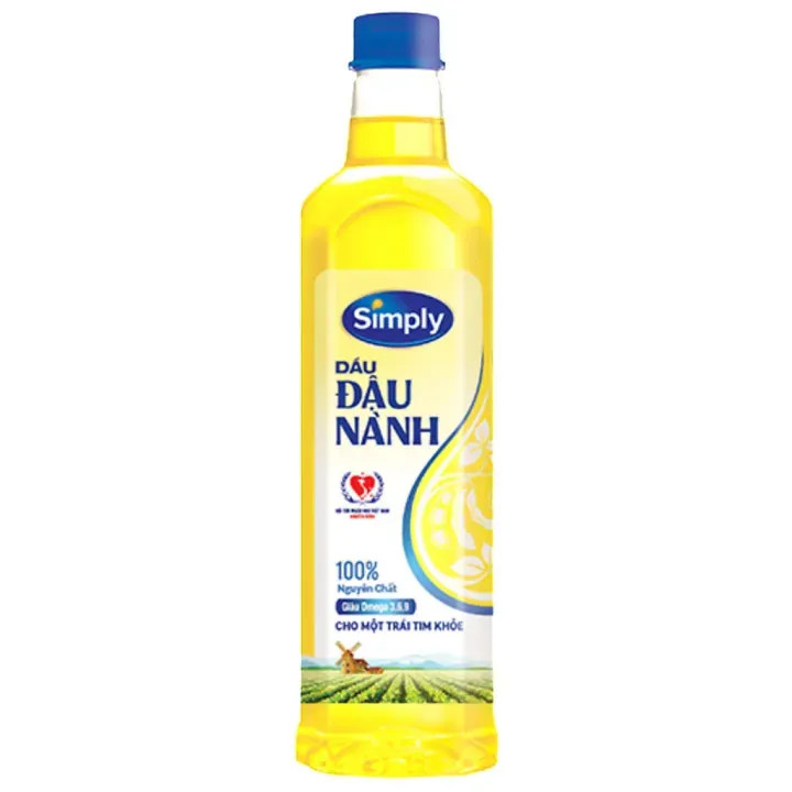 Dầu Ăn Simply Đậu Nành Nguyên Chất - Chai 1L+dầu đậu nành tường an 1l