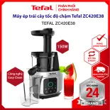 |HỎA TỐC 2H| Máy ép chậm, máy ép trái cây Tefal ZC420E38 - 150w, dung tích 0.8L,  ép hoa quả, làm mứt, làm Kem, ép êm, gồm 1 bình đựng, 2 ly đựng, 2 tốc độ nhấn + nhồi, dễ vệ sinh - bảo hành 2 năm