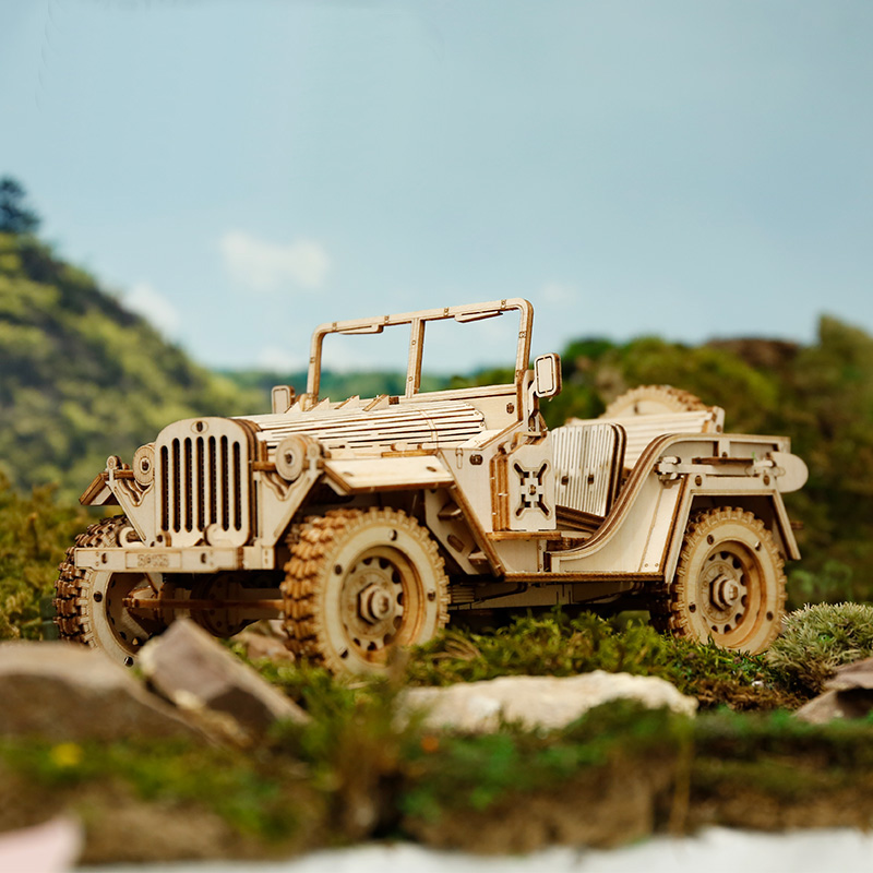 Đồ chơi lắp ráp gỗ 3D Mô hình Xe Ô tô Army Jeep Laser MC701