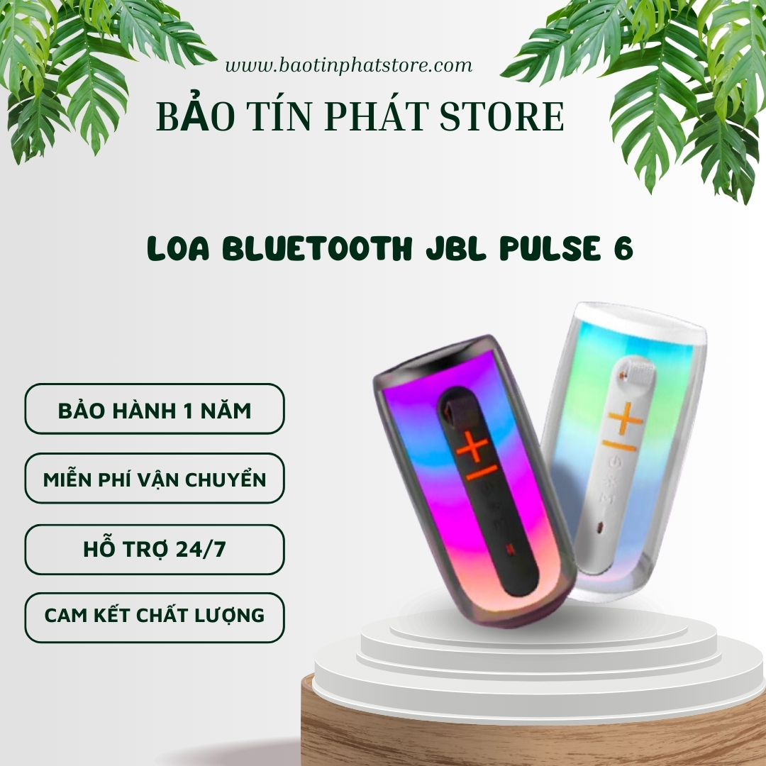 Loa Bluetooth JBL Pulse 6 - Loa Để Bàn JBL Pulse 6 Công Xuất Lớn 35W -Loa Cầm Tay Di Động Âm Thanh Phát Sáng 360°, Âm Bass Mạnh Mẽ, Treble Rời, Bản Full Đèn 360* Chống Nước IPX7 - Bảo Tín Phát - Bảo Hành 1 Năm