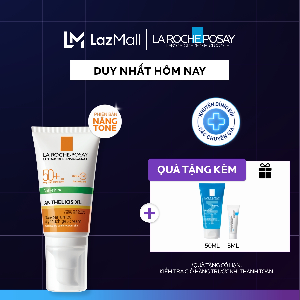 Kem chống nắng nâng tone cho da dầu La Roche-Posay Anthelios XL SPF50+ PA++++ 50ml