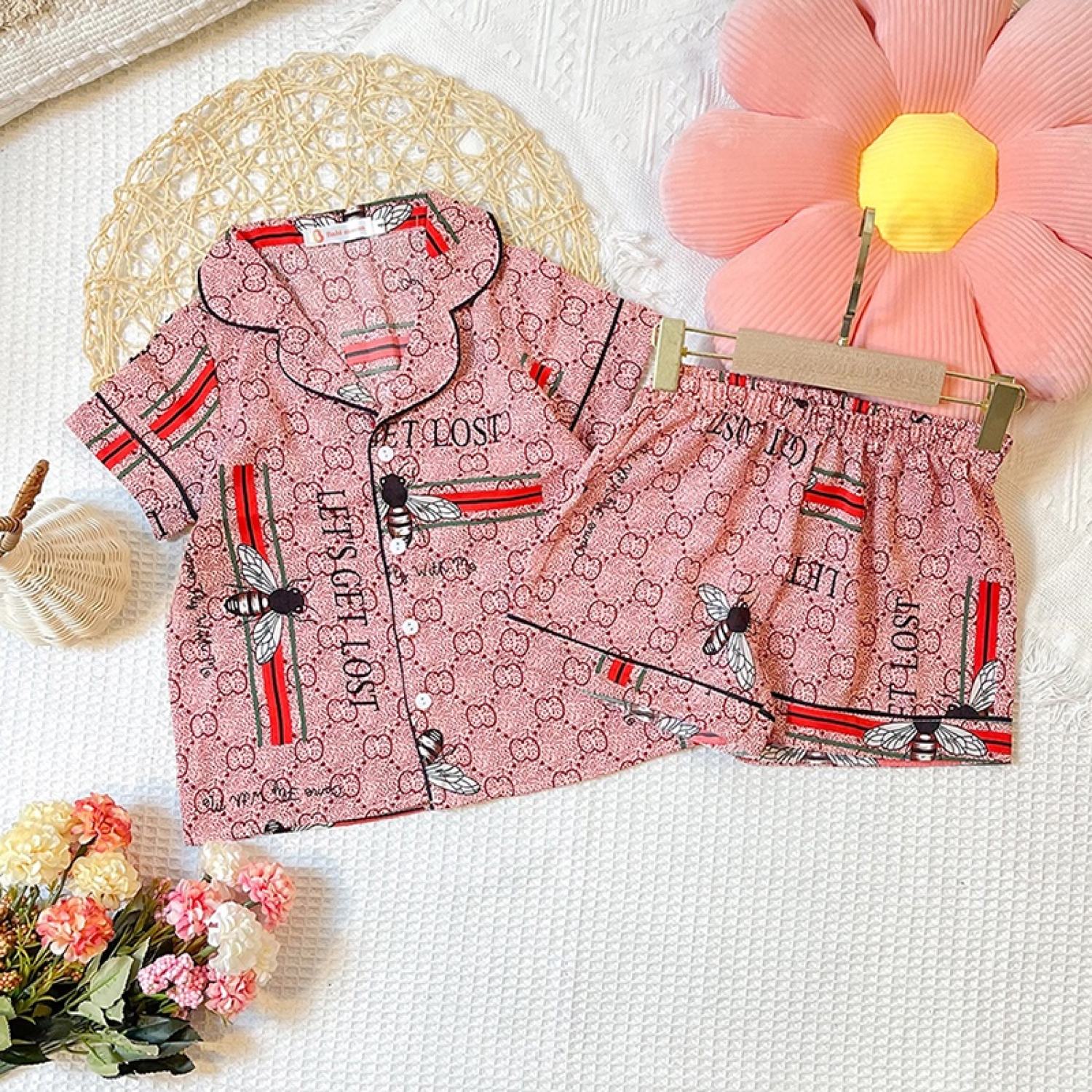 Bộ đồ ngủ pijama bé gái set quần áo trẻ em mặc nhà lụa mango nhiều màu cộc đùi 1335kg bpn33