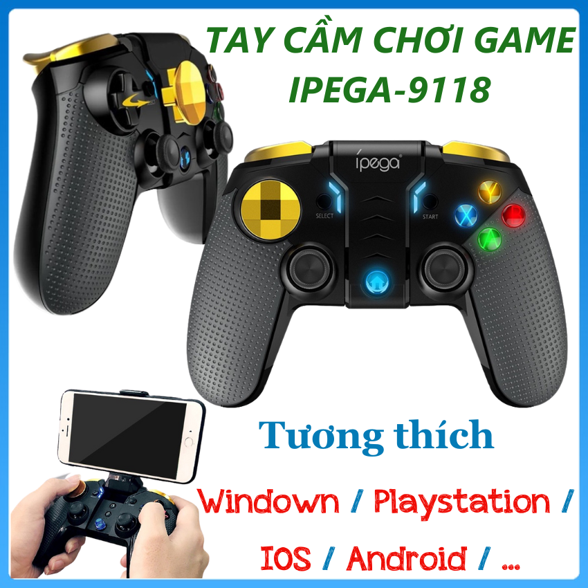 Tay cầm chơi game IPEGA 9118 Golden Warrior, Tay cầm không dây chơi game FIFa Online 4, Tay cầm chơi game điện thoại, PC, Laptop