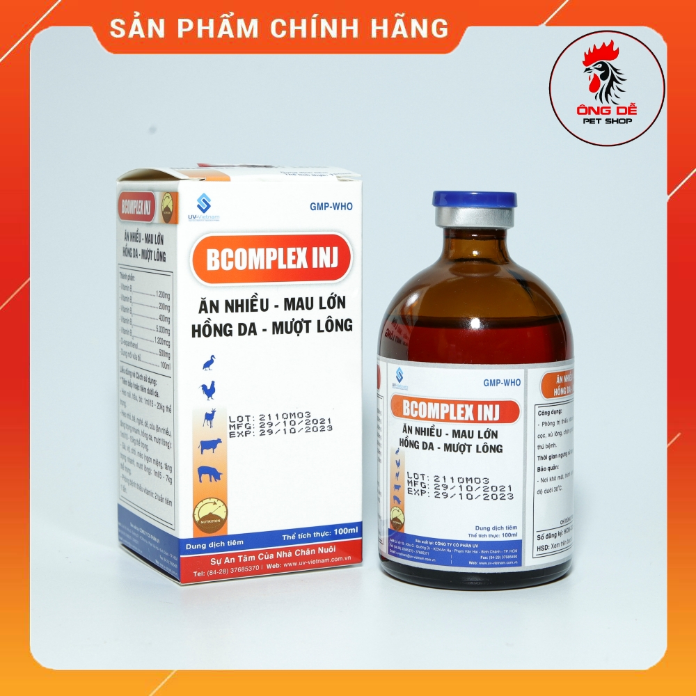 UV BECOMPLEX kích thích ăn nhiều, bóng lông dinh dưỡng và trao đổi chất cho vật nuôi, đặc biệt là gà đá