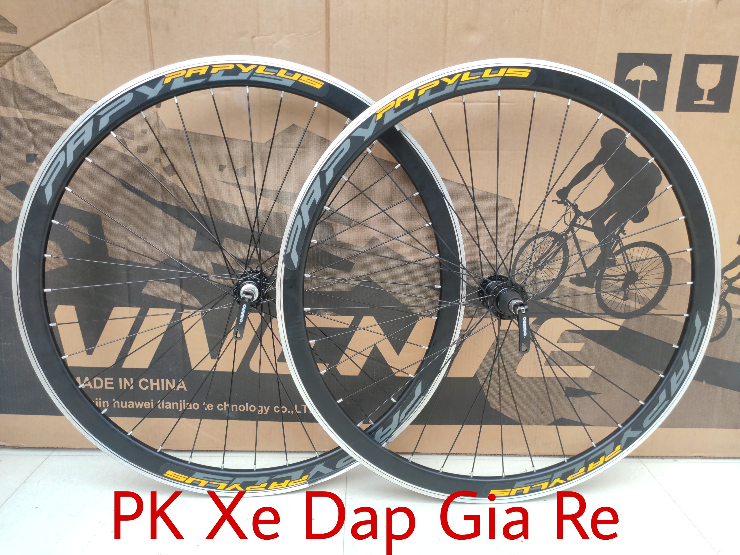 Bộ vành xe đạp đua, Touring bánh 700c cao 4cm, Vành xe đạp đan sẵn sử dụng đùm líp thả, líp văn, phanh U, V