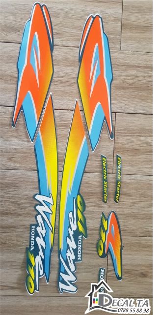 (Giá sỉ) Tem xe Wave 110 đời 99 (3 lớp zin) màu xanh ngọc chất lượng cao, không bay màu