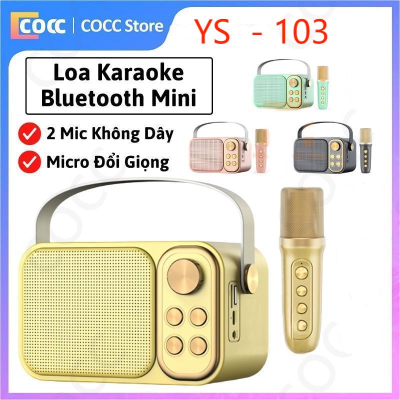 Loa karaoke YS-103 Bluetooth, loa karaoke mini với 1 micro không dây hỗ trợ micro chuyển đổi giọng nói, mini, tiện lợi, đa chức năng