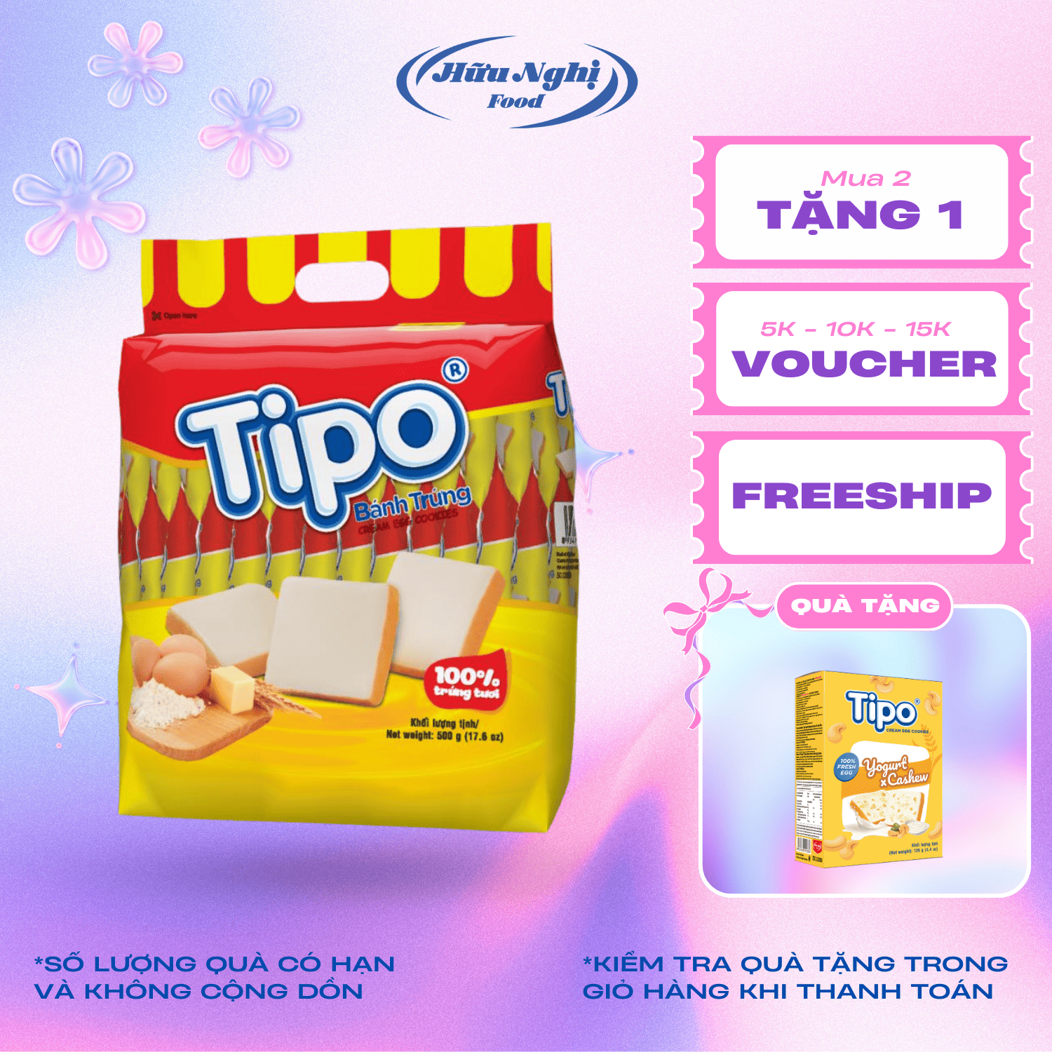 Bánh Tipo Trứng Nướng Vị Sữa 500g Hữu Nghị