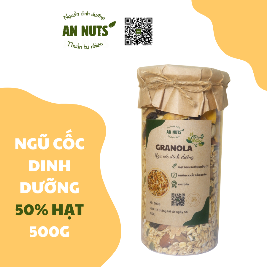 Ngũ cốc dinh dưỡng Granola 50% yến mạch An Nuts, 500G