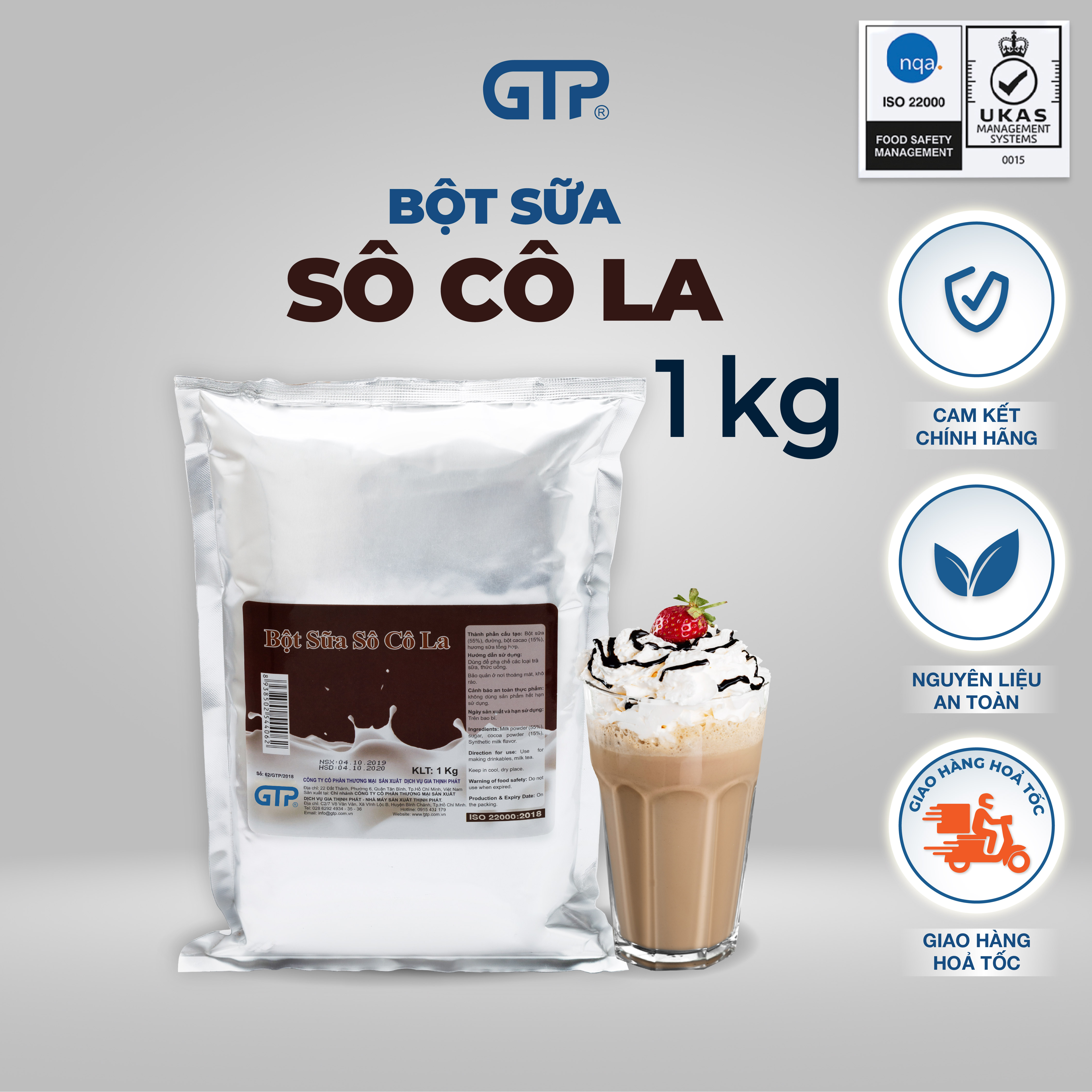 Bột Béo Pha Trà Sữa Chocolate GTP Bột Kem Béo Nguyên Liệu Làm Trà Sữa Bột Sữa Nấu Trà Sữa (1Kg)