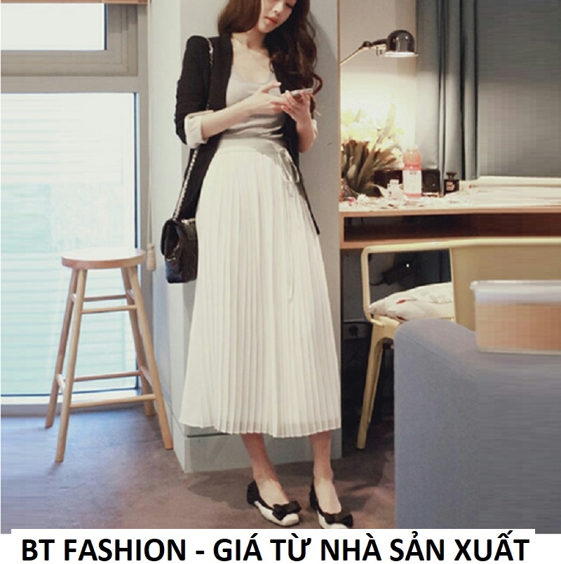 Váy Xòe Dập Ly Thời Trang BT Fashion (DÀI - Dập Ly) - VA08 - Có váy lót bên trong
