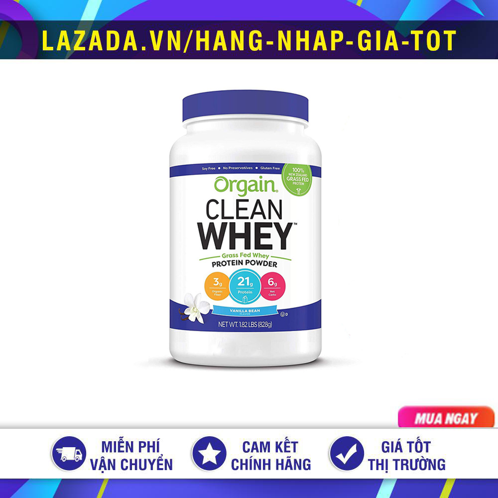 [HCM]BỘT WHEY ORGAIN GRASS FED PROTEIN HƯƠNG VANILLA 828G MỸ - Date 2022