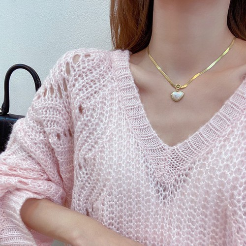Dây chuyền sợi mì mặt trái tim titan ko han rỉ tt 3684