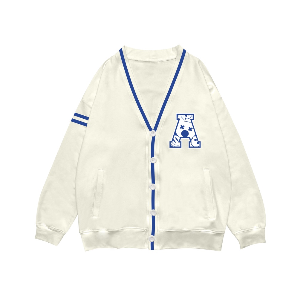 Aither studio áo khoác cardigan bear thêu logo xù form rộng