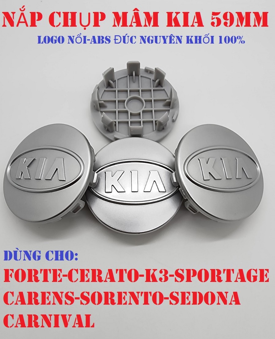 Nắp chụp mâm-nắp lazang kia size 59mm- abs đúc nguyên khối