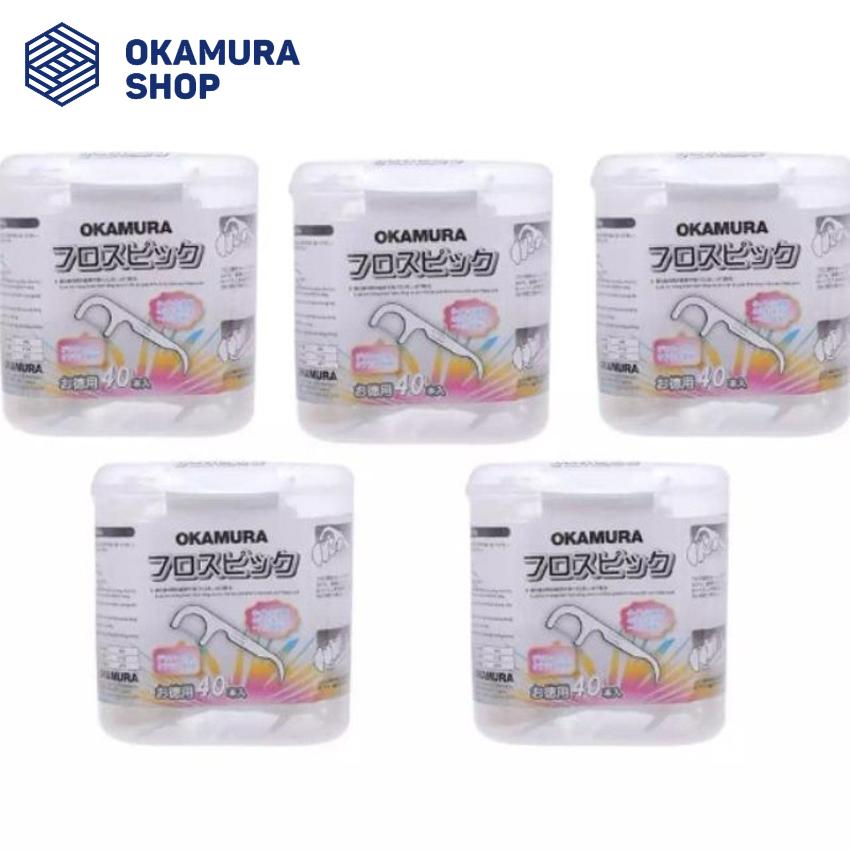 [HCM]Combo 5 Hộp Tăm chỉ nha khoa cao cấp Nhật Bản Okamura 40P