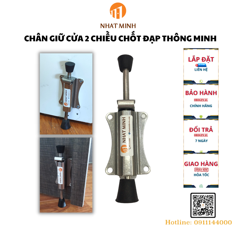 Chân giữ cửa 2 chiều chốt đạp thông minh chống gió đập cửa