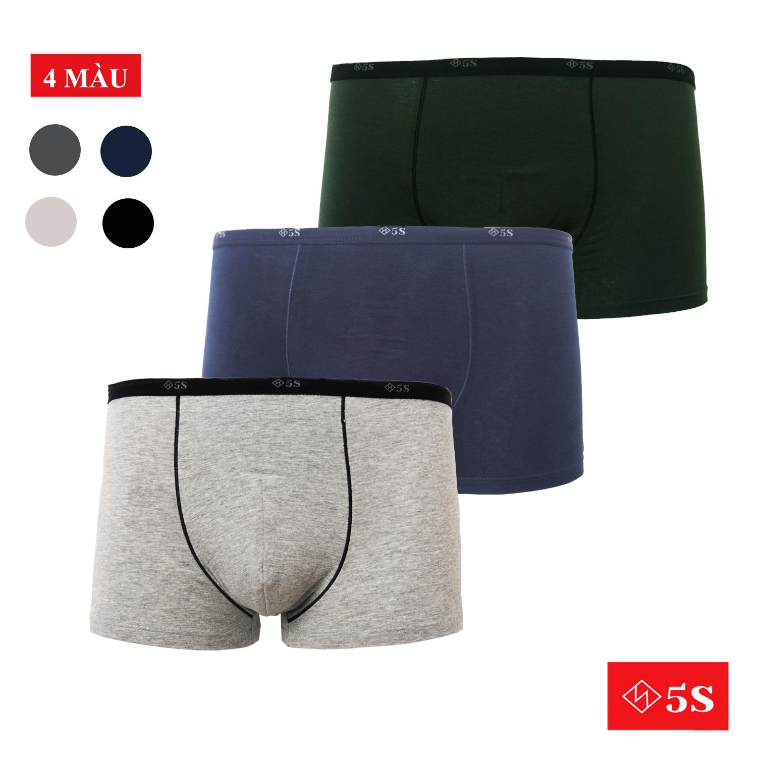 Combo 3 Quần Lót Nam Boxer 5S Chất Cotton Cao Cấp, Thấm Hút, Co Giãn, Kháng Khuẩn Cực Tốt (5BX020-01SD)