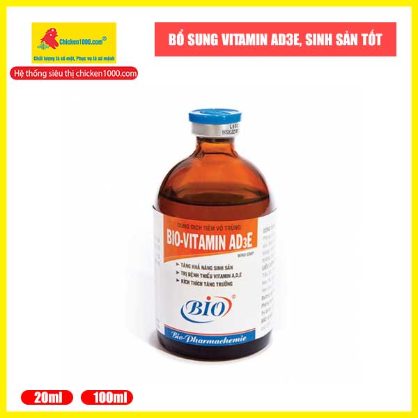 Thuốc thú y vitamin ad3e bổ sung vitamin tổng hợp cho gà, vịt, heo, dê
