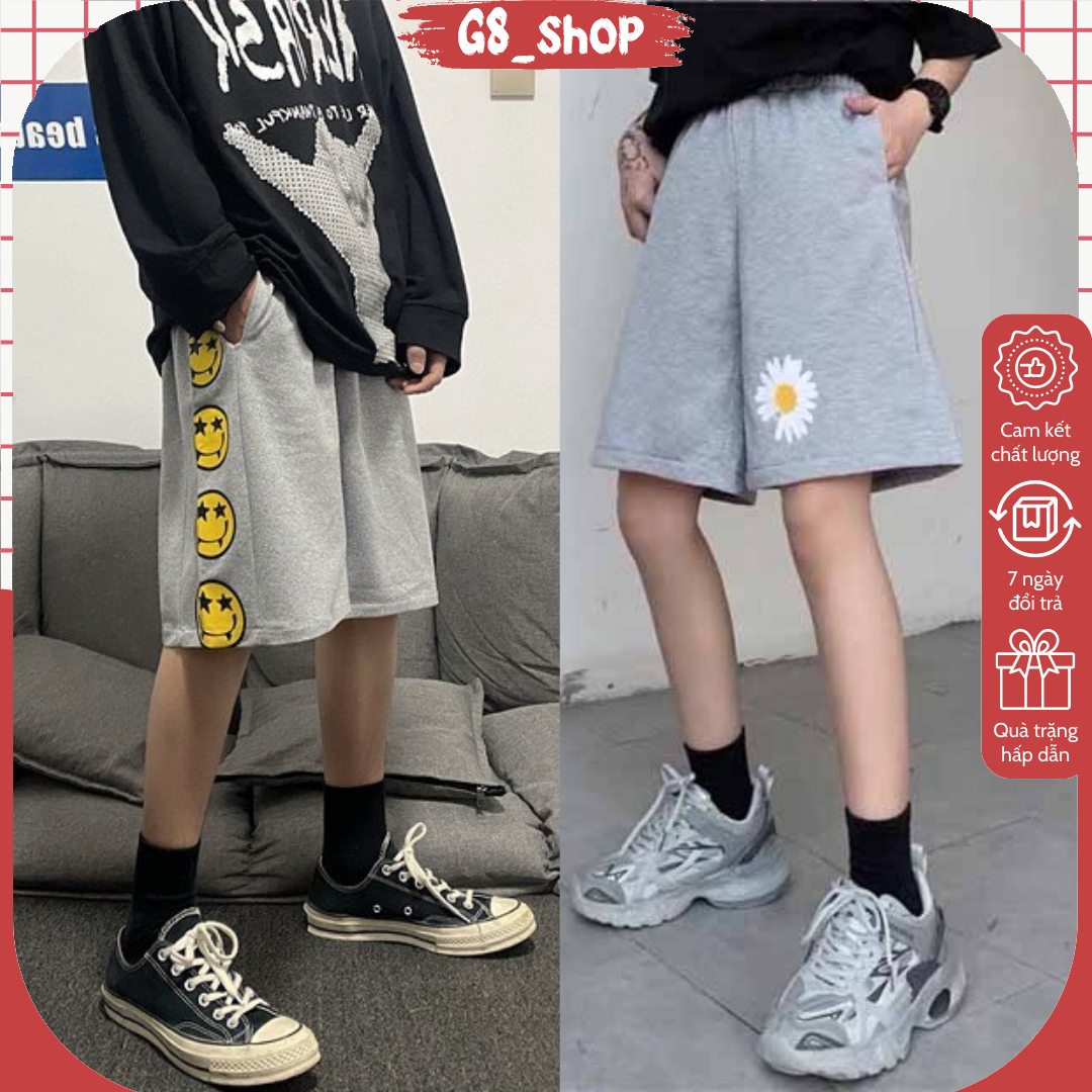 {GIÁ TẠI XƯỞNG} Quần short quần sooc hoa cúc siêu tôn dáng chất nỉ bông loại đẹp 2 màu đen-xám M66