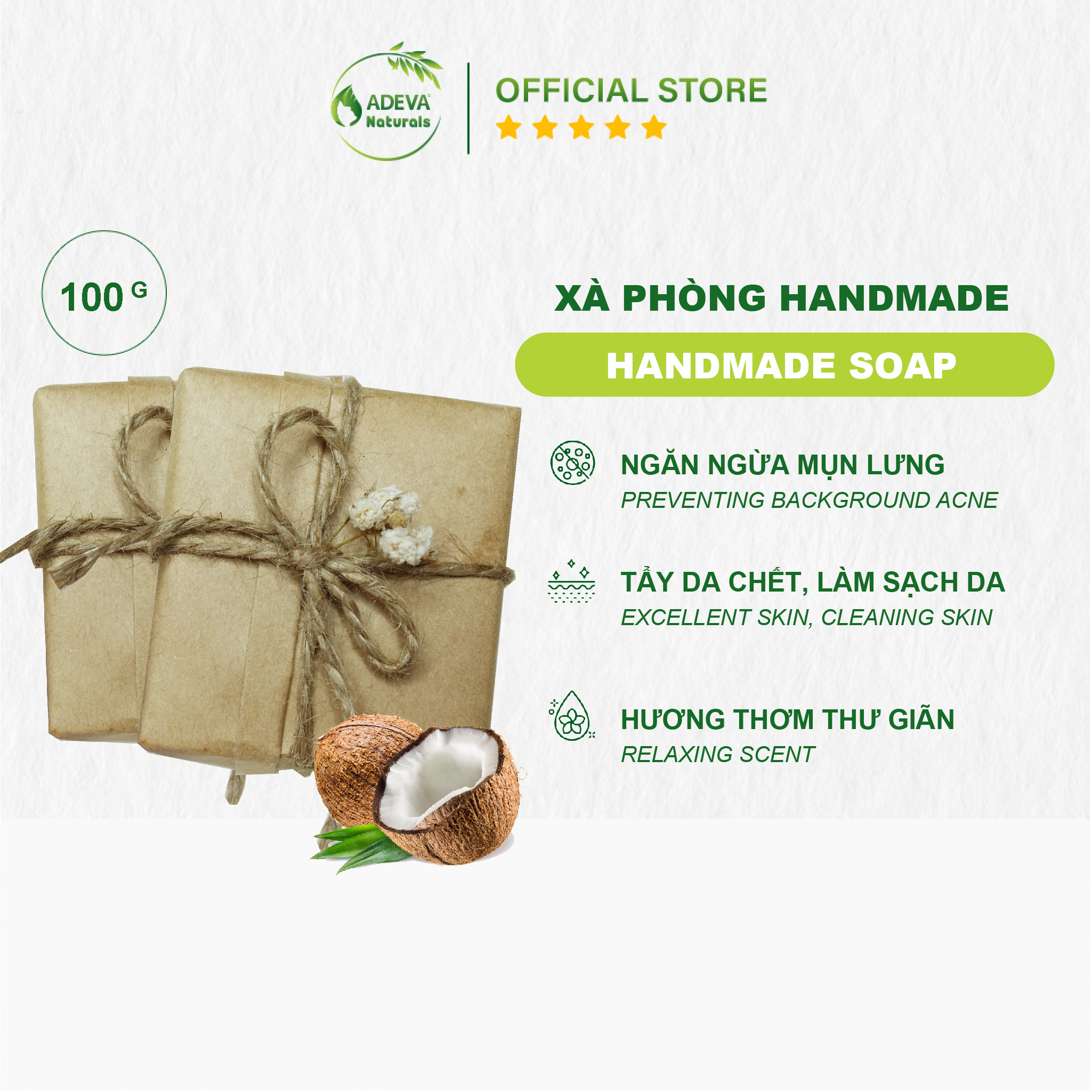 Xà phòng handmade - ADEVA NONI - từ thiên nhiên, an toàn cho mọi loại da