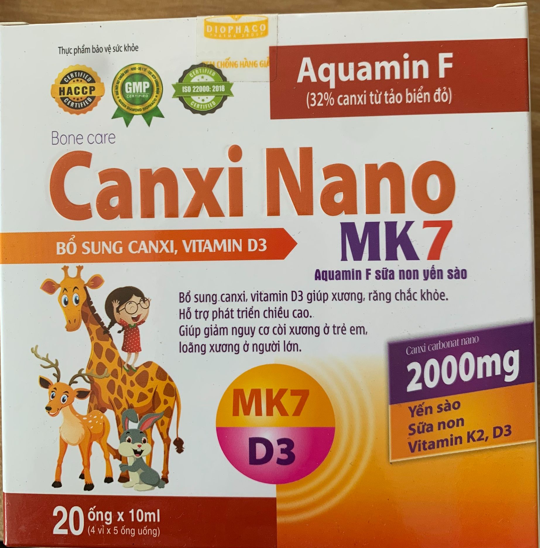 Canxi Nano MK7 ( hộp 20 ống nhựa)