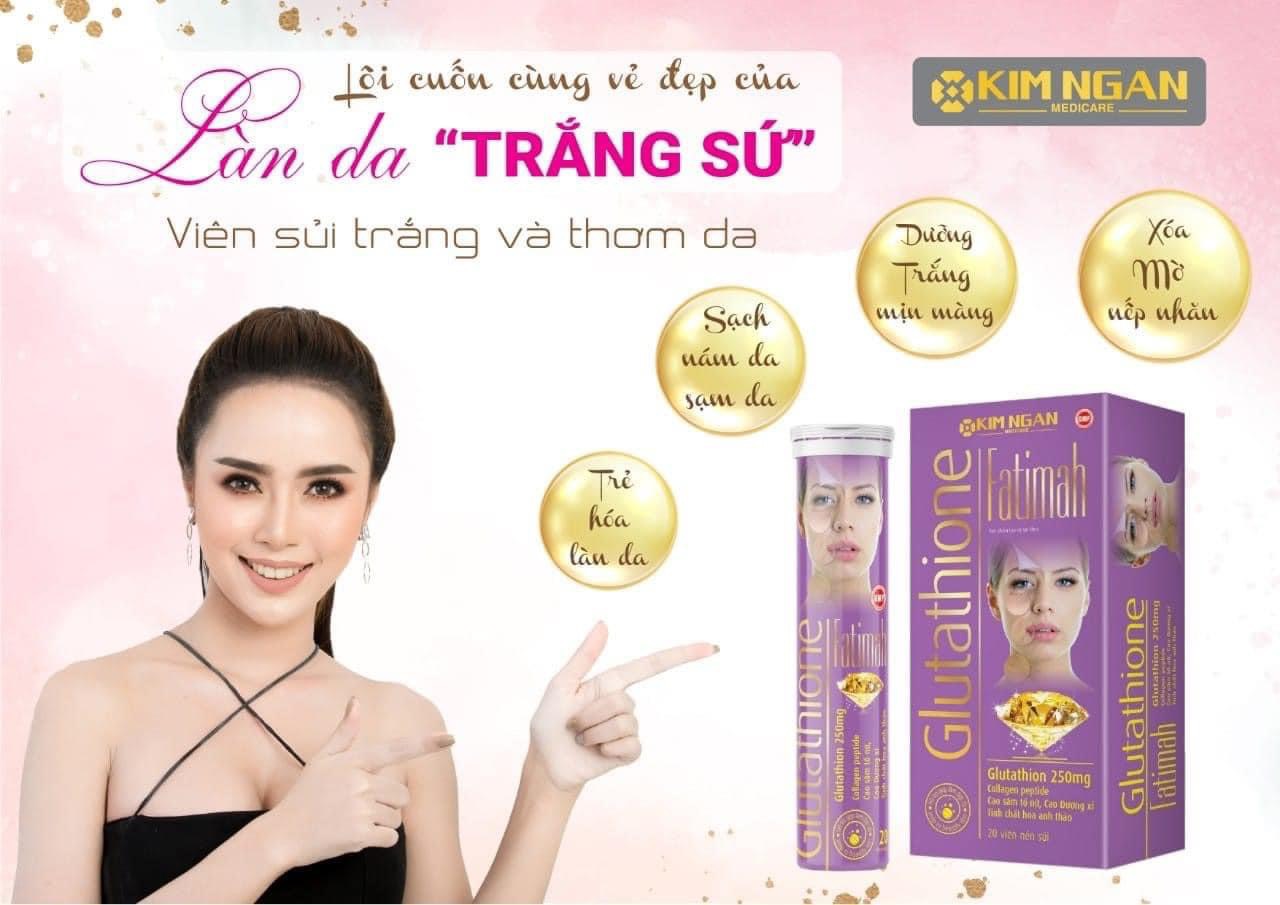 Glutathione Fatimah - Viên sủi trắng da hỗ trợ cải thiện nội tiết tố nữ, giảm sạm da, làm đẹp da Hộp 20 viên sủi