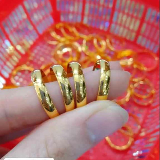 Nhẫn tròn trơn bạc xi vàng