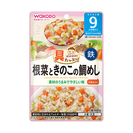 Cháo ăn dặm Wakodo Nhật Bản 80g vị cá tráp rau củ nấm 9m- Cháo ăn liền cho bé 7 tháng 9 tháng. Date 2025
