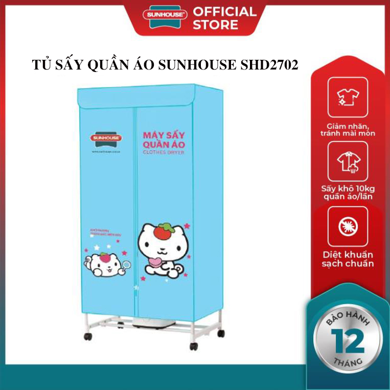 Tủ sấy quần áo sunhouse shd2702 - máy sấy quần áo sunhouse shd2702 - công suất 900w - bảo hành 12 tháng chính hãng