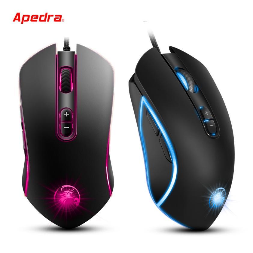 Chuột game có dây e-sport apedra a6 3200 dpi 7 nút led đổi 7 màu