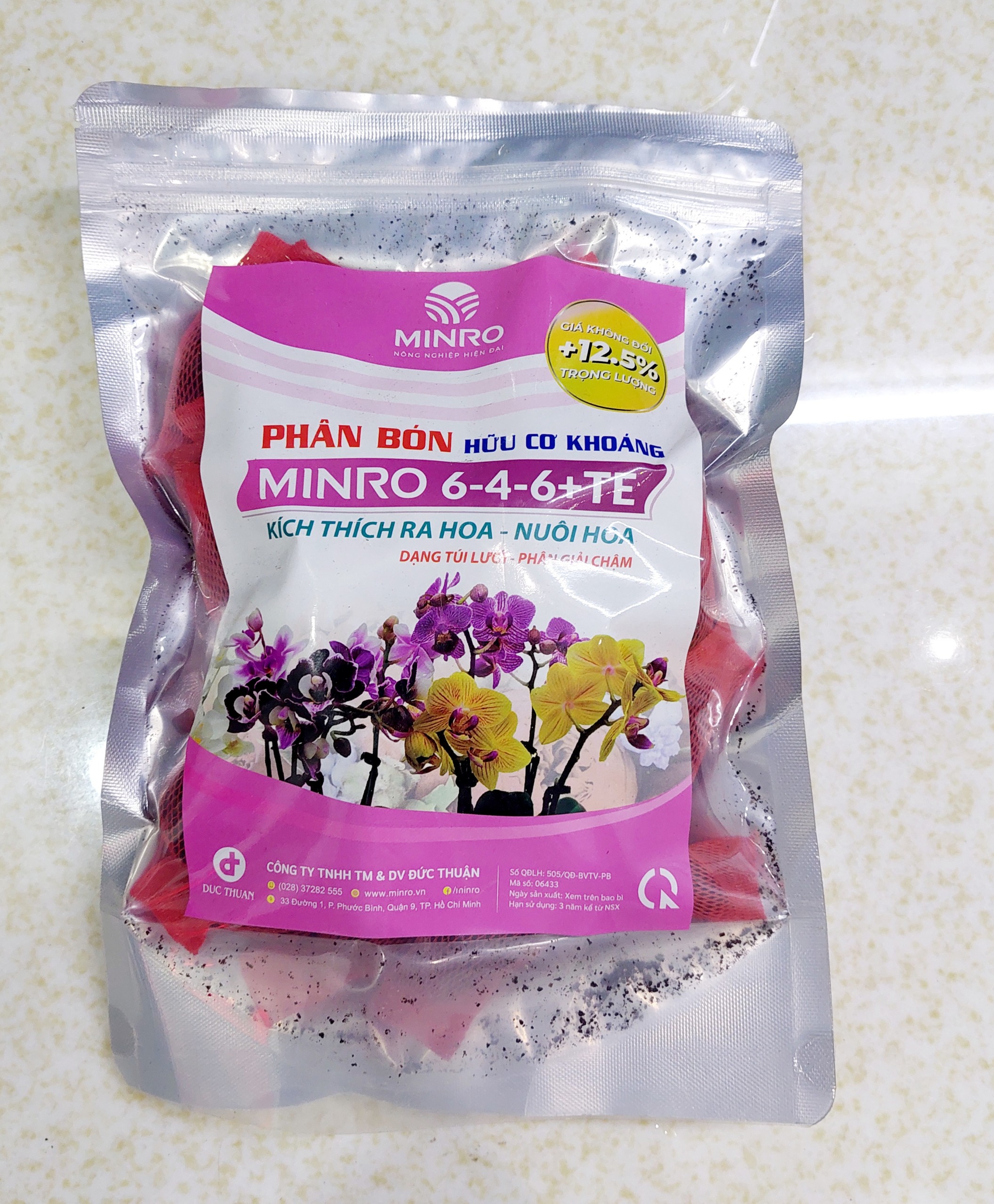Phân bón hữu cơ khoáng minro 6-4-6+te dành cho phong lan